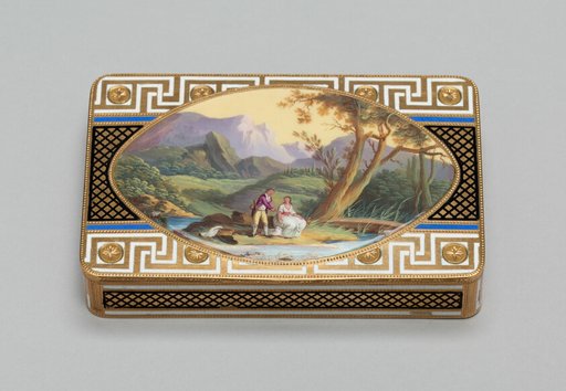 Gold Box with a Scene of Two Figures in a Landscape