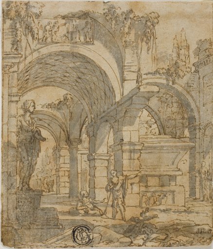 Roman Ruins and Two Figures