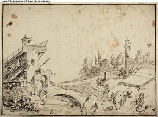 Pastoral Landscape with Shepherd and Cattle