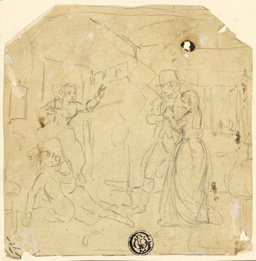 Dramatic Scene with Couple, Older Man