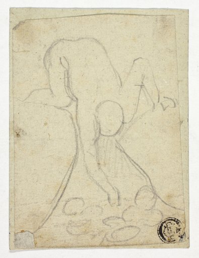 Nude Figure Reaching Down Between Rocks