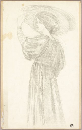 Standing Woman in Three-Quarter Profile Wearing Broad Brimmed Hat