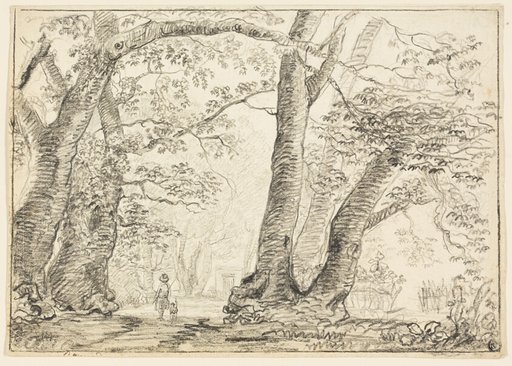 Man with Dog in Forest