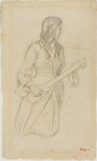 Young Woman Playing a Mandolin, Study for Portrait of Mlle. Fiocre in the Ballet "La Source"