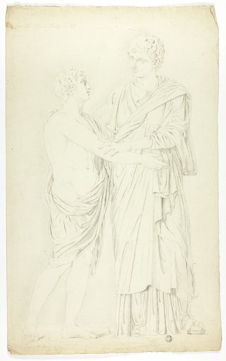 Ancient Sculpture of Standing Woman and Boy