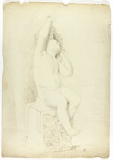 Ancient Statue of Seated Putto Playing with Mask