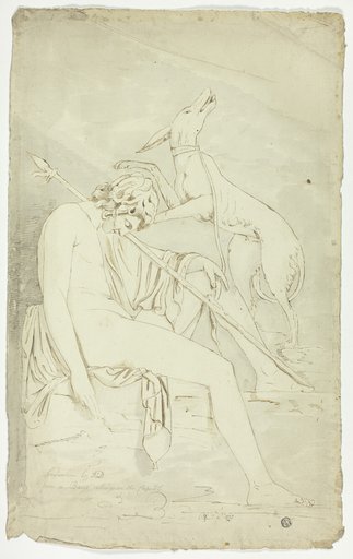 Ancient Bas-Relief of Sleeping Hunter and Dog
