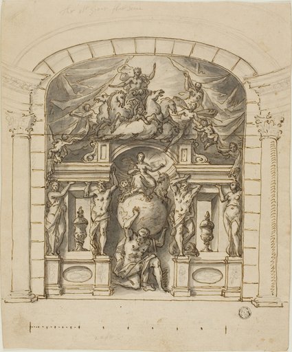 Design for Stage Scenery (Hampton Court) with Mythological Figures
