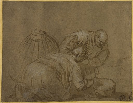Peasant Couple Looking in a Basket
