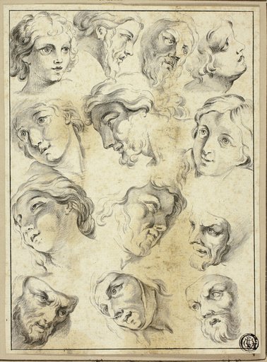 13 Sketches of Various Faces