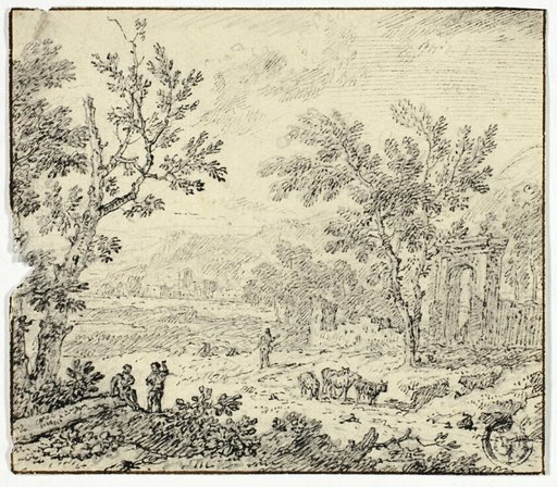 Landscape with Goats, Goatherd and Ruins