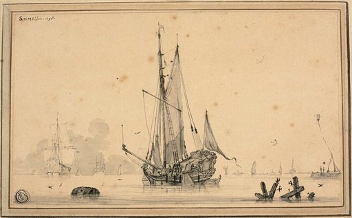 Harbor Scene with Ships at Rest and Piling