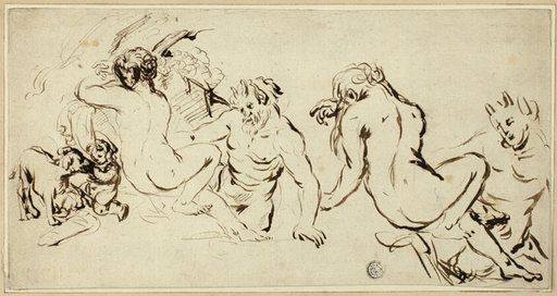 Sketches of Nymph, Satyr and Putto