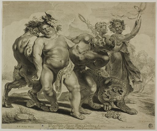 Drunken Bacchus Helped on his Way