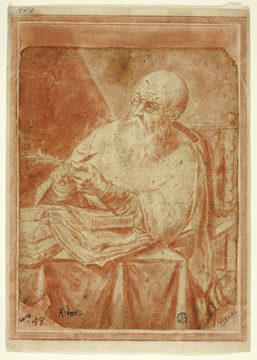 Saint Sharpening a Pen