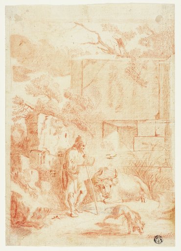 Cowherd with Bull and Dog in Ruins