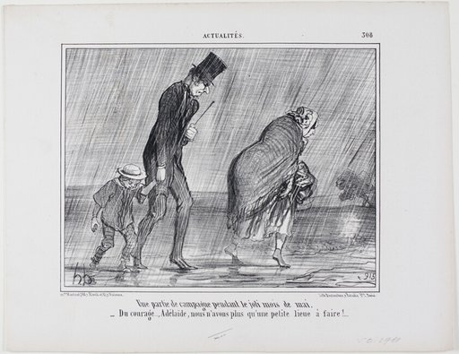 A country excursion during the beautiful month of May. “– Courage... Adelaïde it's just another league to go,” plate 308 from Actualités