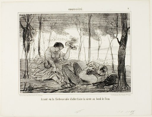Having had the unfortunate idea to go take a nap at the water's edge, plate 9 from Croquis D'été