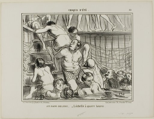 At the Deligny Baths. - The ladder at 4 p.m., plate 33 from Croquis D'été