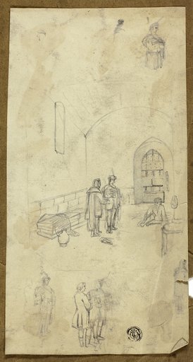 Scene in Prison Cell with Sketches of Other Figures