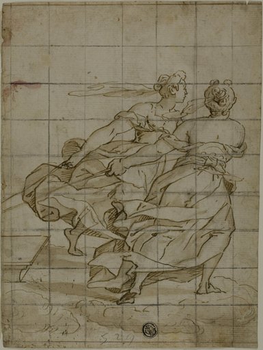 Two Women on Clouds, Pulling a Load