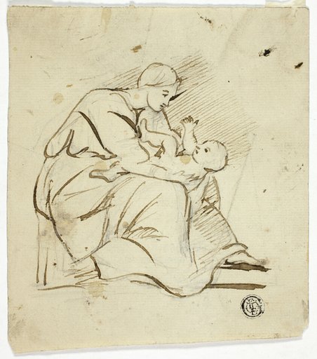 Seated Woman Playing with Child in Her Lap
