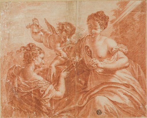 Cupid and Two Women Lighting a Torch