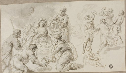 Adoration of the Shepherds; Stoning of Saint Stephen