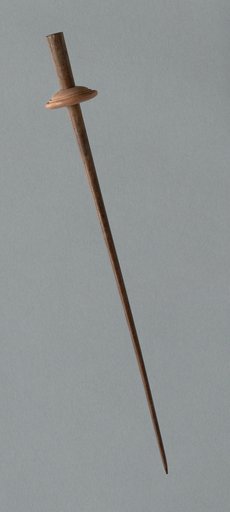 Wooden Spindle with Ceramic Whorl