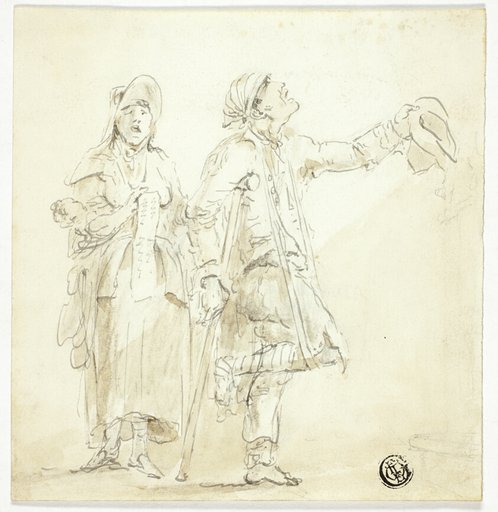 Man on Crutches Begging, with Woman Singing and Holding Baby