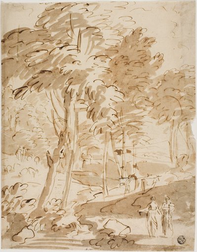 Wooded Landscape with Figures and Animals
