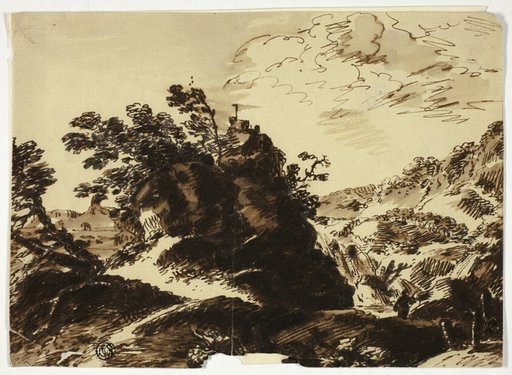 Hilly Landscape with Figure in Foreground