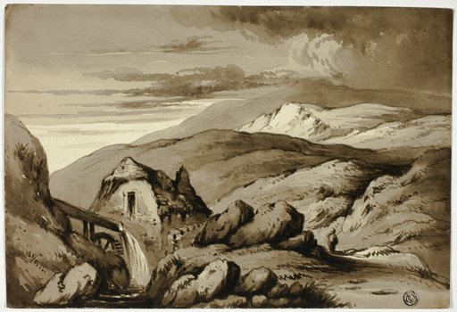 Mountainous Landscape with Watermill