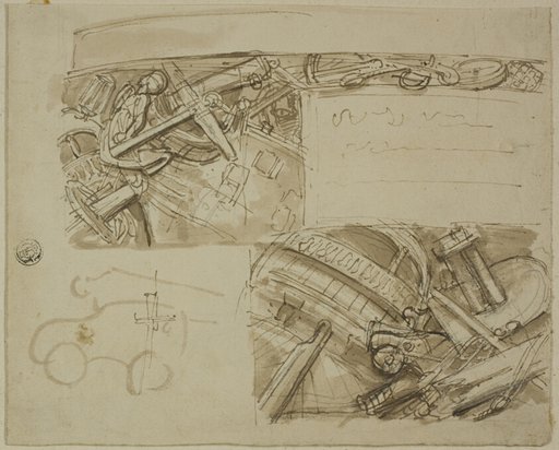 Sketches of Various Objects, Including Anchor