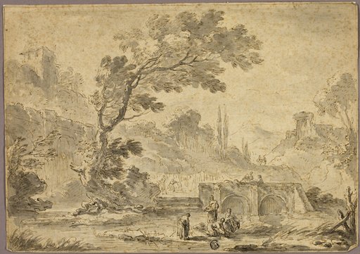 Washerwomen by Stream in Italianate Landscape