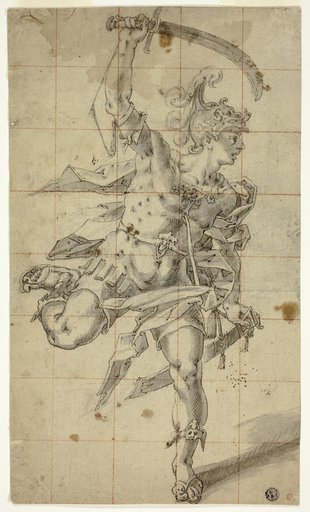 Male Warrior Running with Drawn Sword