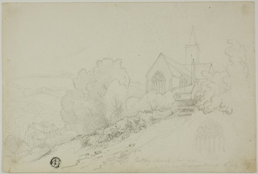 Rattery Church, East End and the new Vicarage House
