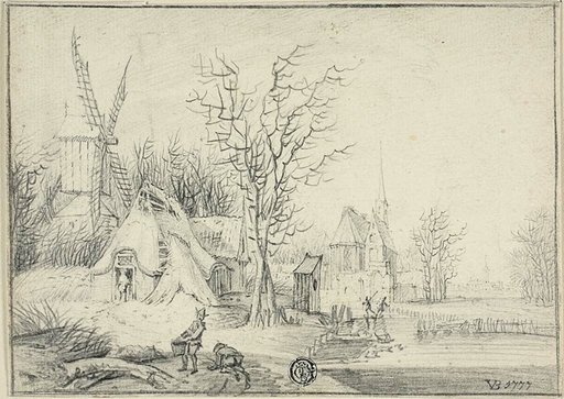 Village with Windmill and Church