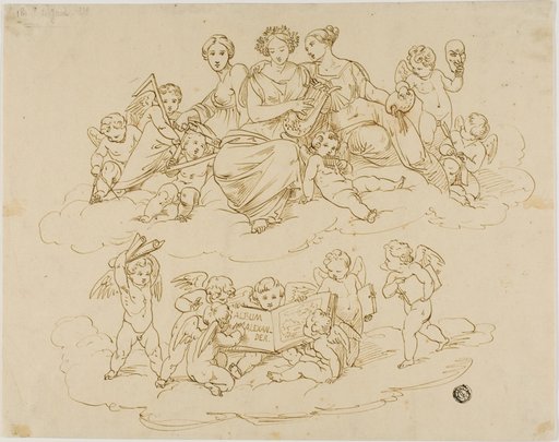 Three Muses (Urania, Terpsichare and Thalia) with Putti