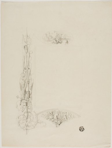 Vignette for Menu Card Decorated with Arms and Heroic Scenes