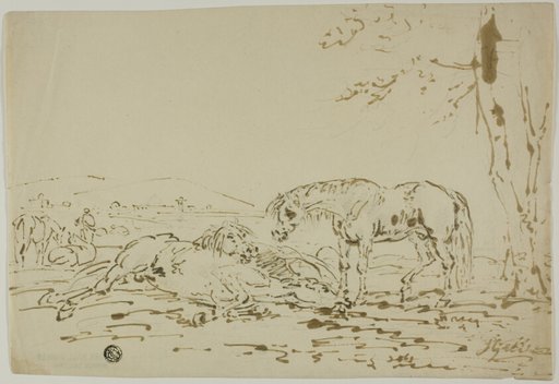 Landscape with Horses in Foreground