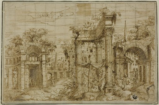 Ruins of Roman Forum, with Figures