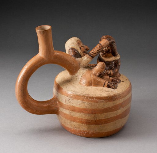 Handle Spout Vessel Depicting Masturbation Scene
