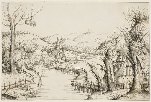Landscape with a Curved Wooden Bridge