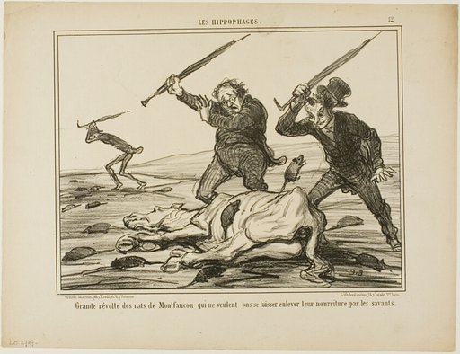 Great revolt of the rats of Montfaucon which don't want their feed to be taken away by scientists, plate 12 from Les Hippophages