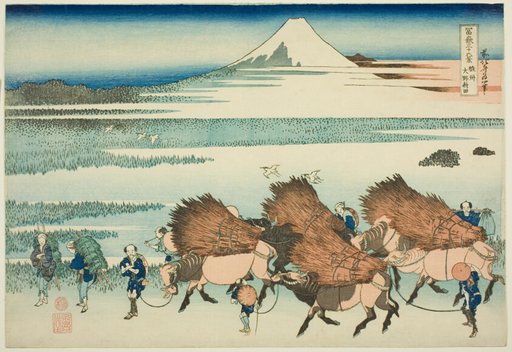 Rice Paddies at Ono in Suruga Province (Sunshu Ono shinden), from the series "Thirty-six Views of Mount Fuji (Fugaku sanjurokkei)"
