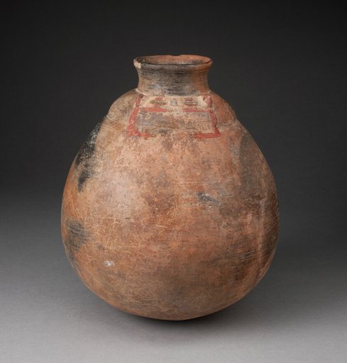 Jar with Abstract Human Face Painted on Shoulder