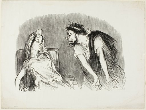 Oedipe. “- When my sword cut into his bleeding heart - You are trembling Madame - It was then that the world was falling apart,” plate ten from Physionomies tragiques