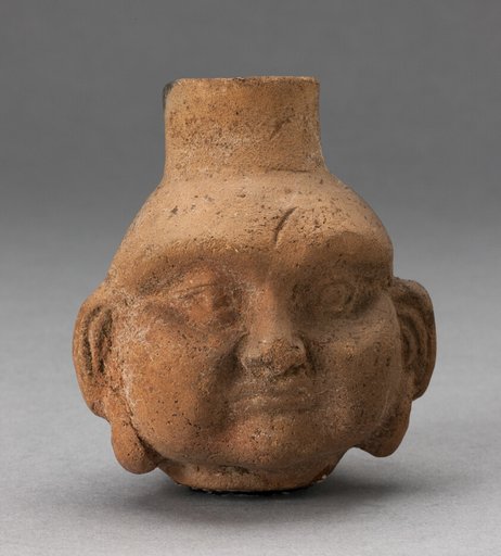 Miniature Jar in Form of Human Head with Large Cheeks