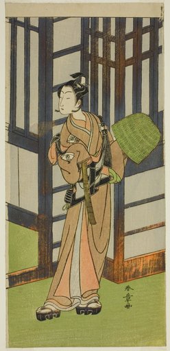 The Actor Onoe Tamizo I as Kewaizaka no Shosho Disguised as a Komuso in the Play Furisode Kisaragi Soga, Performed at the Ichimura Theater in the Second Month, 1772